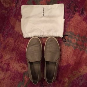 Vince grey slip on leather sneakers